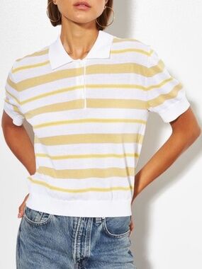 Line the Label The London Stripe Short Sleeve Polo Lemonade